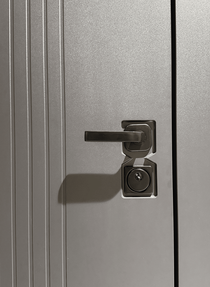 Чёрная фурнитура Fuaro TOR гармонично дополняет стильный дизайн двери.